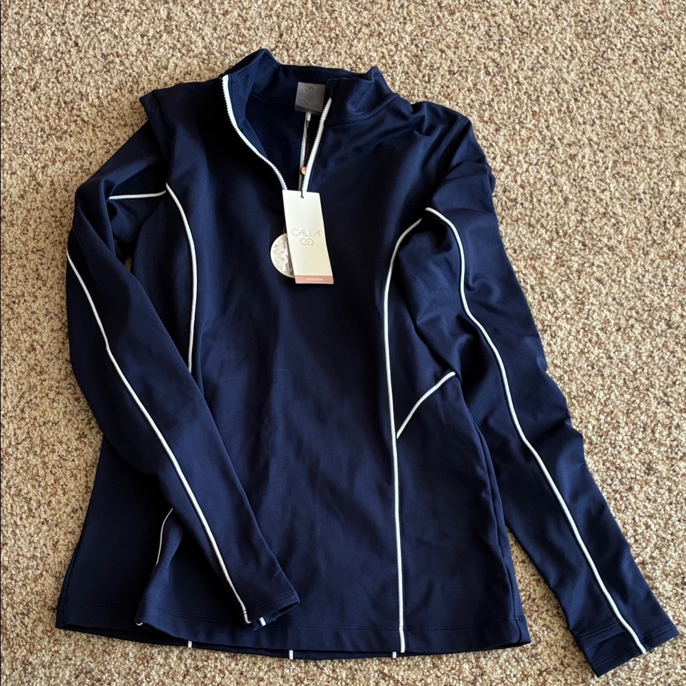 CALIA by Carrie Underwood Navy Long Sleeve Tee with White Accents